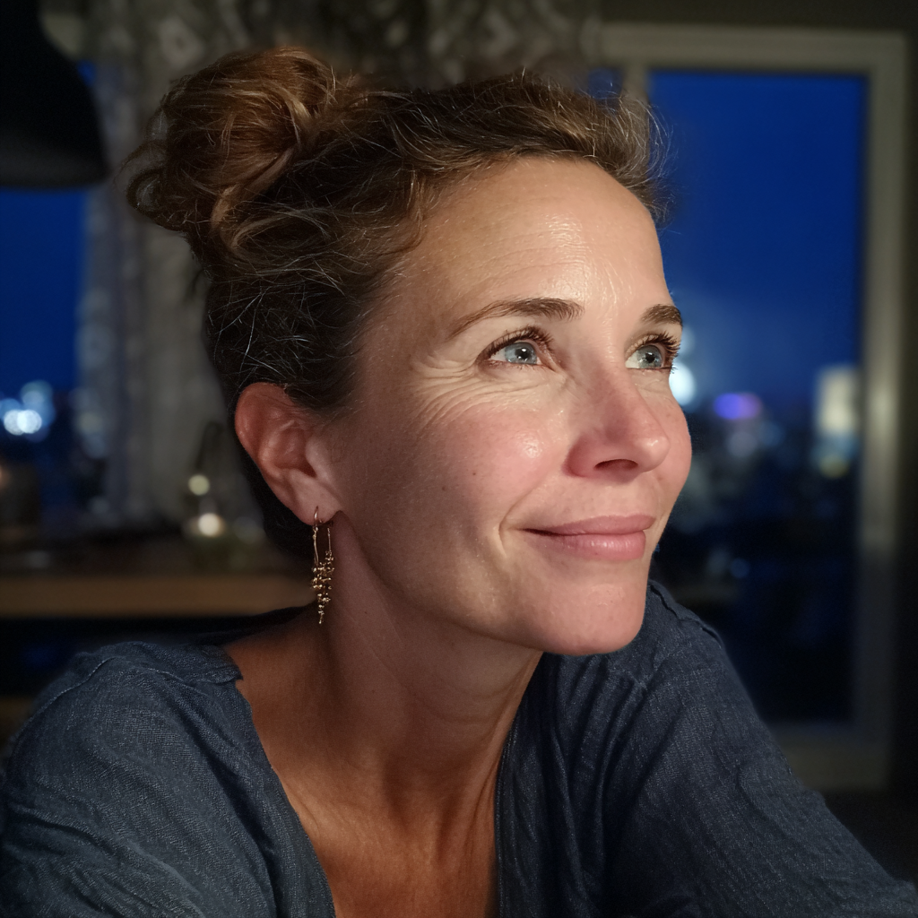 Eine Nahaufnahme einer lächelnden Frau | Quelle: Midjourney