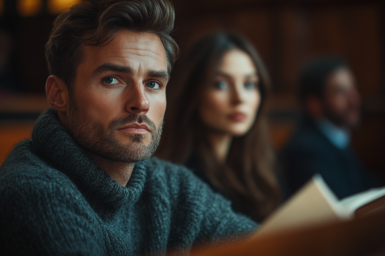 Anwalt, der seinen Mandanten vor Gericht vertritt | Quelle: Midjourney