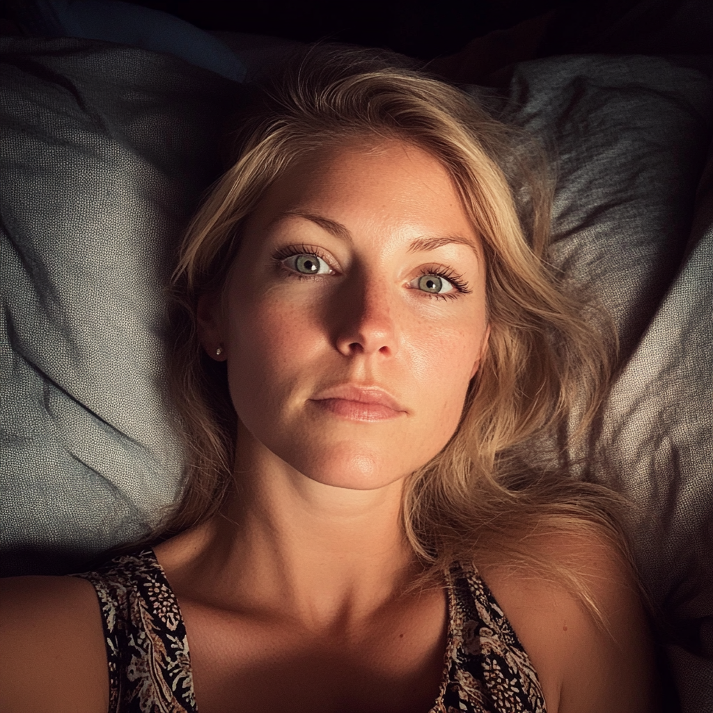 Eine Frau, die in ihrem Bett liegt | Quelle: Midjourney