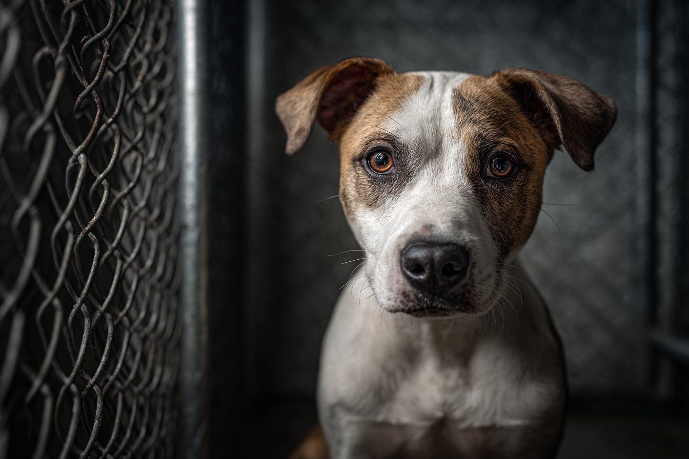 Ein Hund in einem Tierheim | Quelle: Midjourney