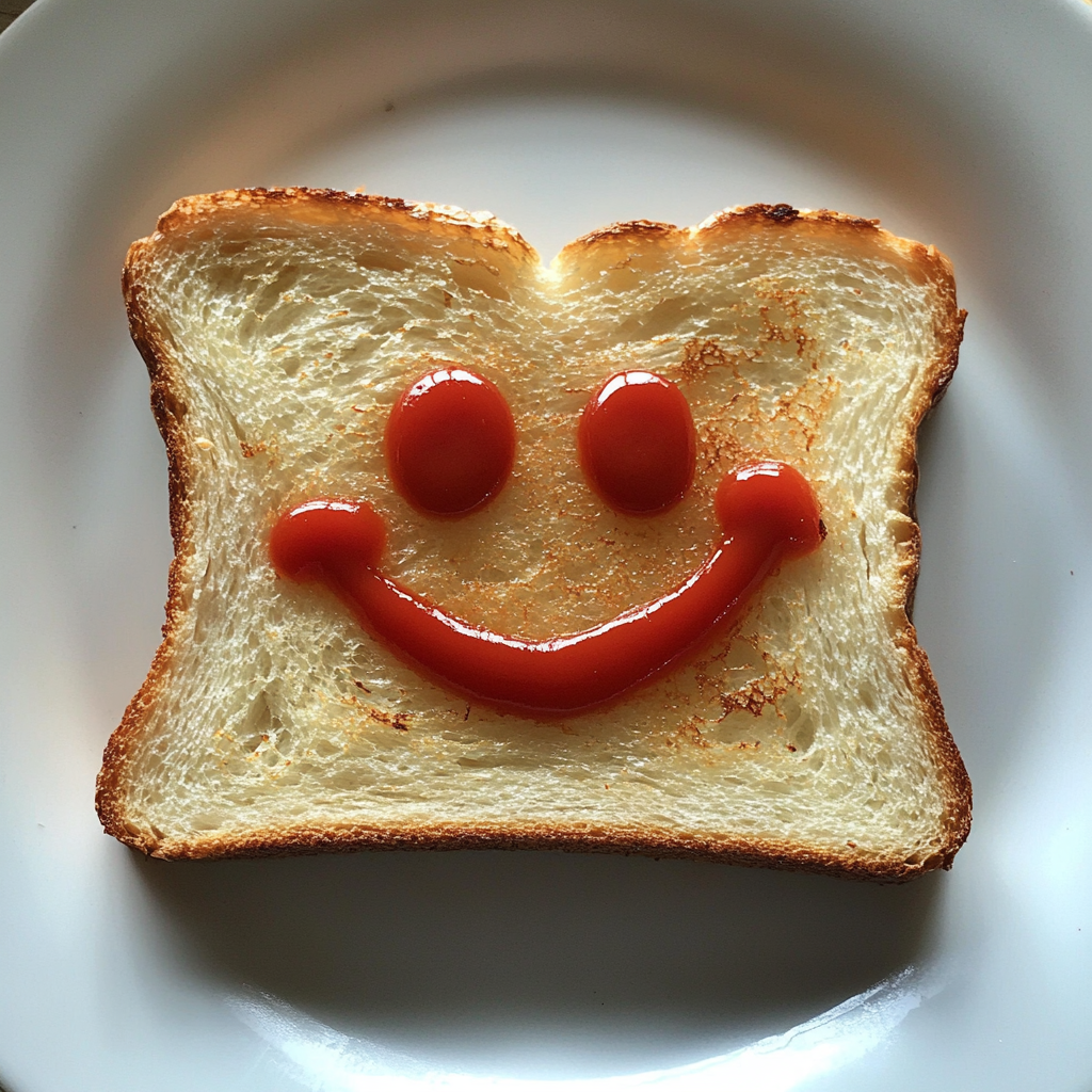 Ein Smiley-Gesicht auf einer Scheibe Toast | Quelle: Midjourney
