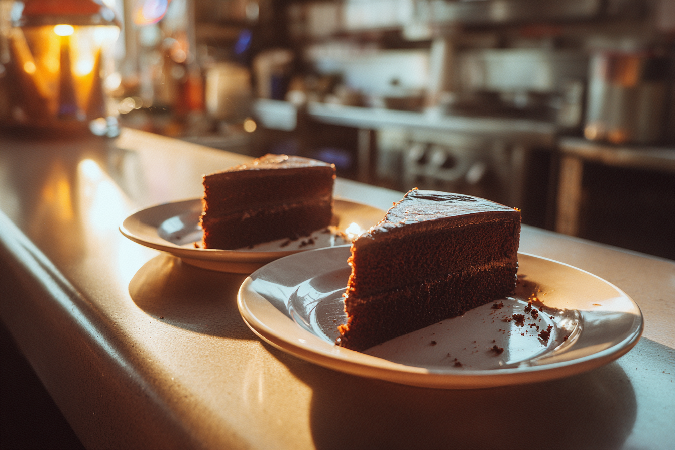 Kuchenscheiben auf einer Theke | Quelle: Midjourney