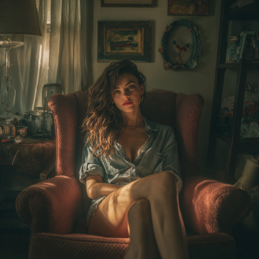 Eine Frau, die in einem Sessel sitzt | Quelle: Midjourney