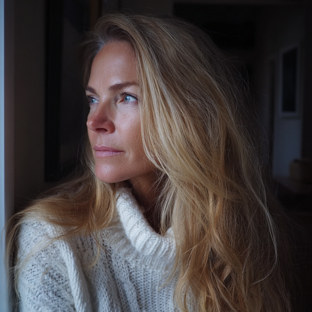 Eine Frau, die in einem Hausflur steht | Quelle: Midjourney