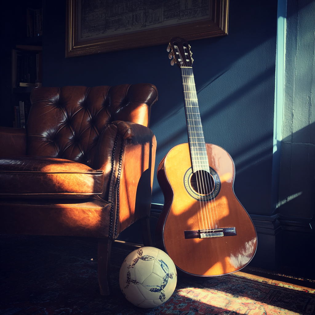 Eine Gitarre in einem Wohnzimmer | Quelle: Midjourney