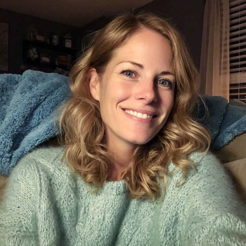 Eine lächelnde Frau, die auf einer Couch sitzt | Quelle: Midjourney