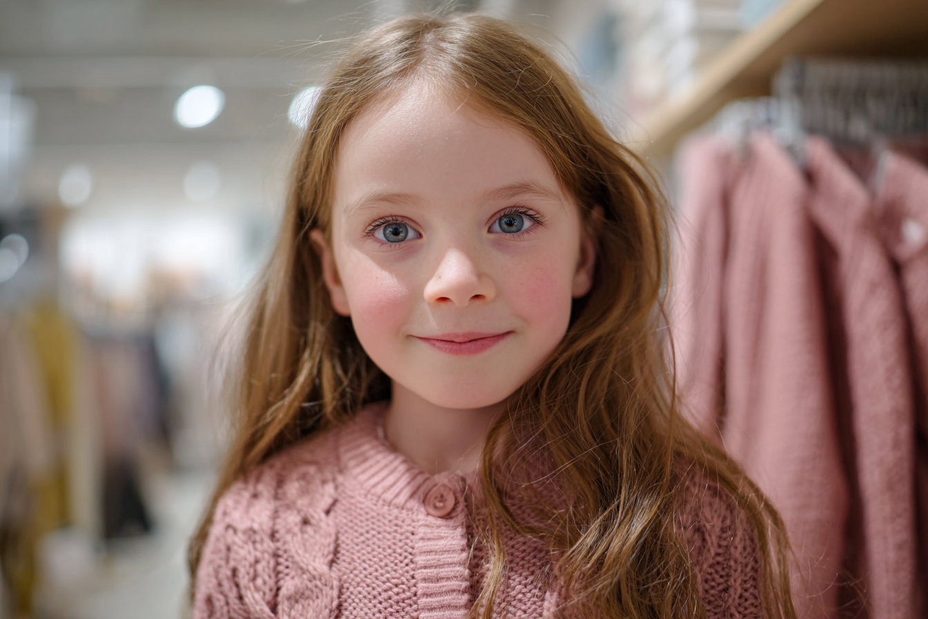 Ein Mädchen in einer rosa Strickjacke | Quelle: Midjourney