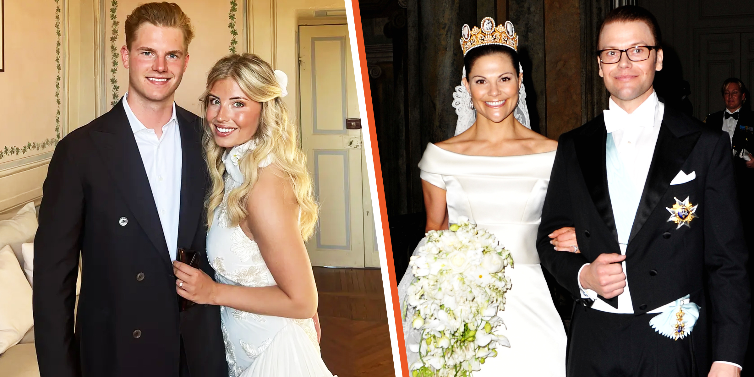 Hedvig Söderström und ihr Ehemann Victor Söderström | Kronprinzessin Victoria und ihr Mann Prinz Daniel | Quelle: tiktok.com/@hedvigblom6 | Getty Images