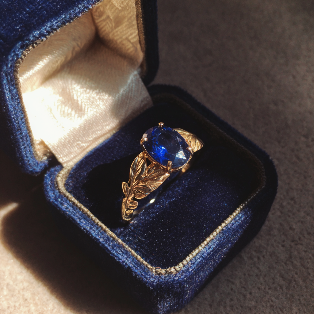 Ein Verlobungsring in einer Samtbox | Quelle: Midjourney