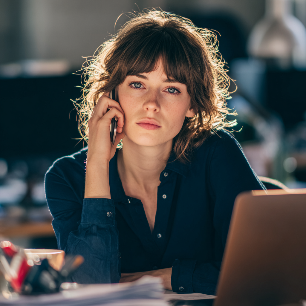 Eine Frau, die mit einem Handy telefoniert | Quelle: Midjourney