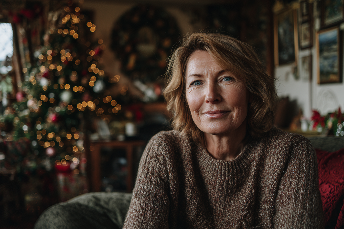 Eine Frau, die auf einer Couch sitzt | Quelle: Midjourney