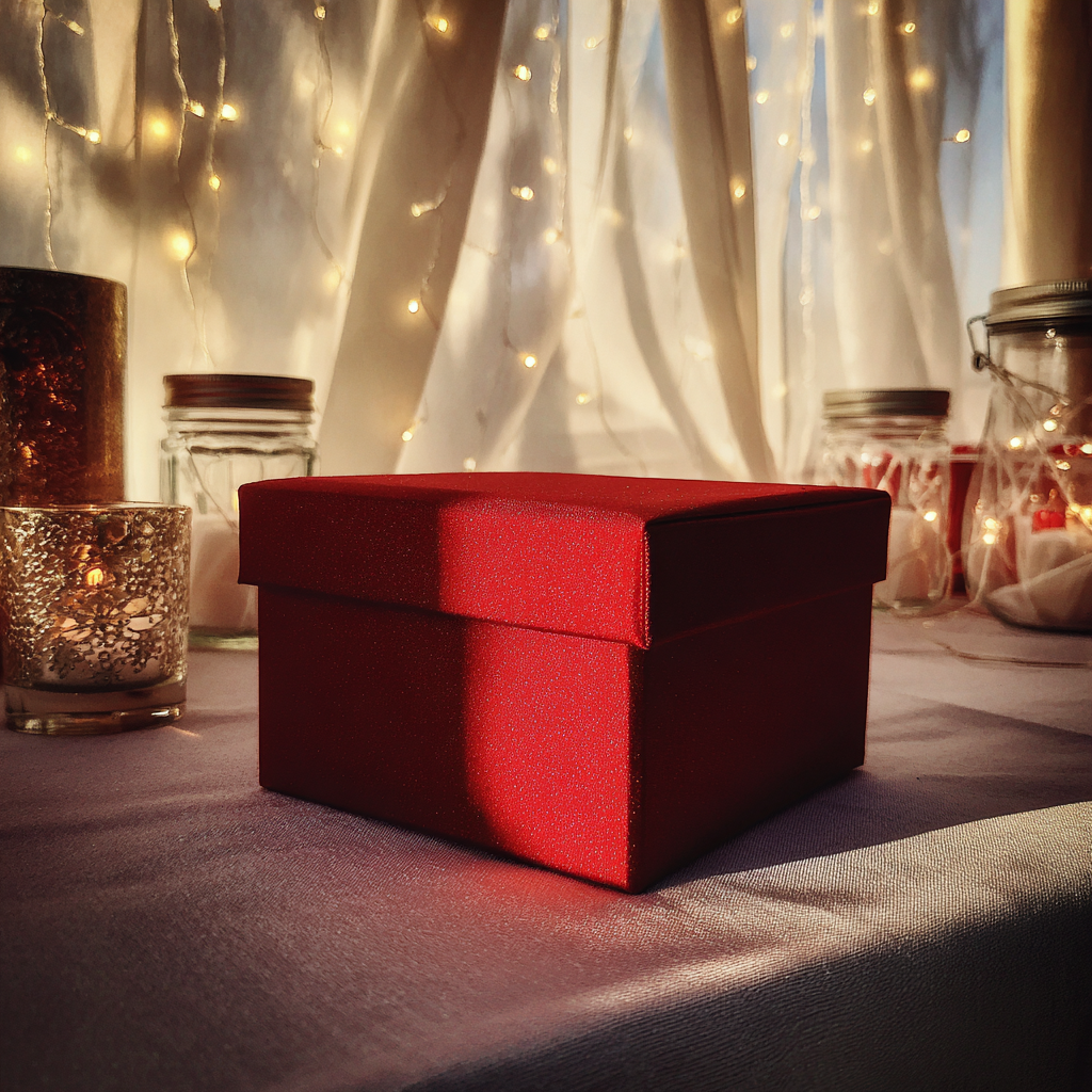 Eine rote Box auf einem Tisch | Quelle: Midjourney