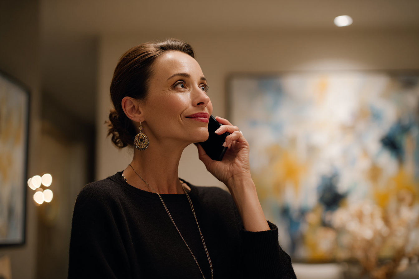 Eine Frau spricht am Telefon | Quelle: Midjourney