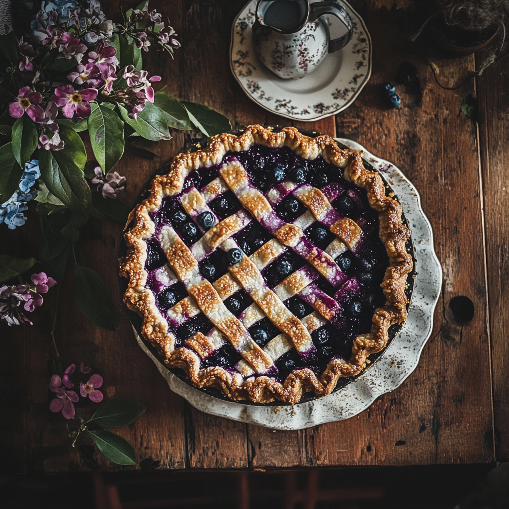 Ein selbstgebackener Blaubeerkuchen | Quelle: Midjourney