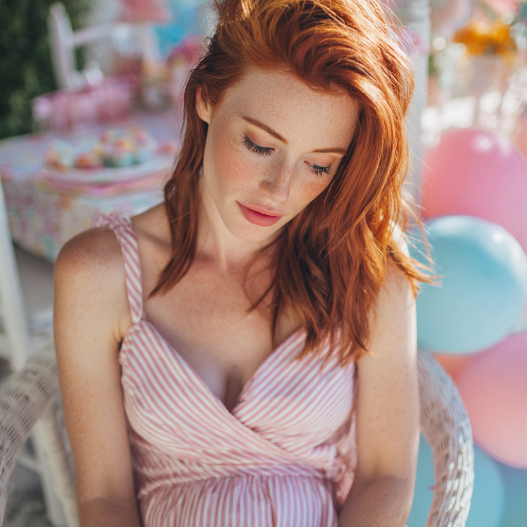 Eine verlegene Frau, die auf den Boden schaut | Quelle: Midjourney