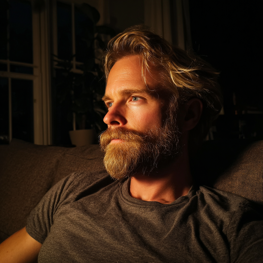 Ein Mann sitzt auf einer Couch | Quelle: Midjourney