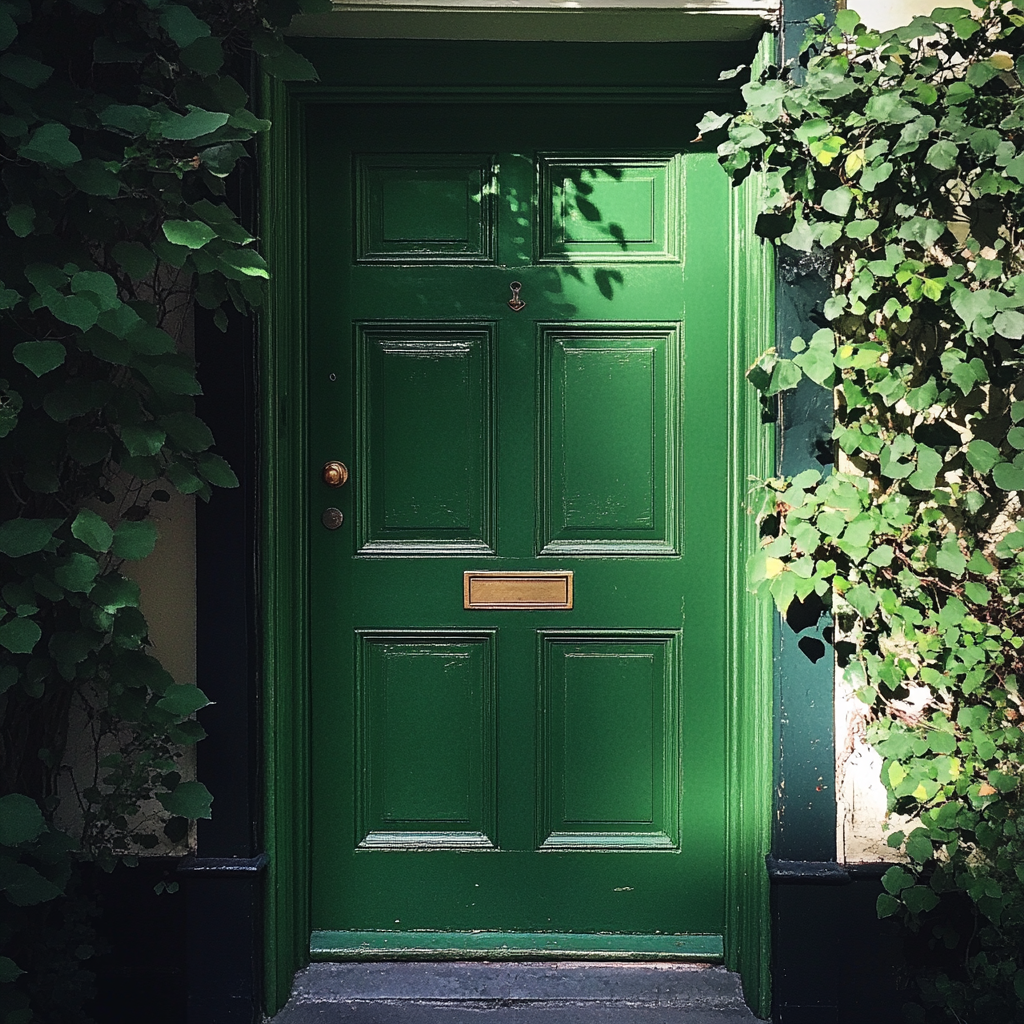 Eine grüne Haustür | Quelle: Midjourney