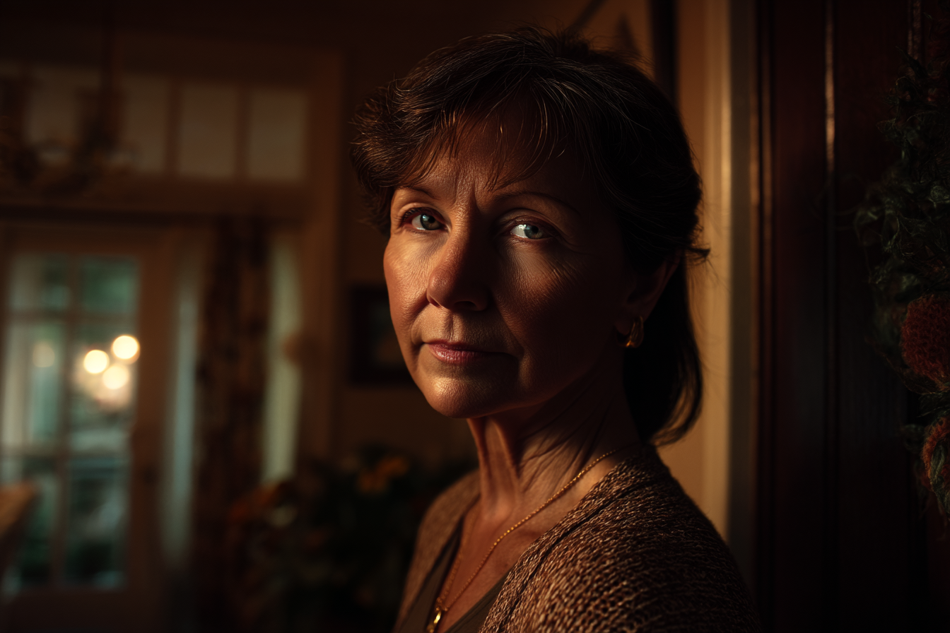 Eine Frau, die im Haus ihrer Stieftochter steht | Quelle: Midjourney