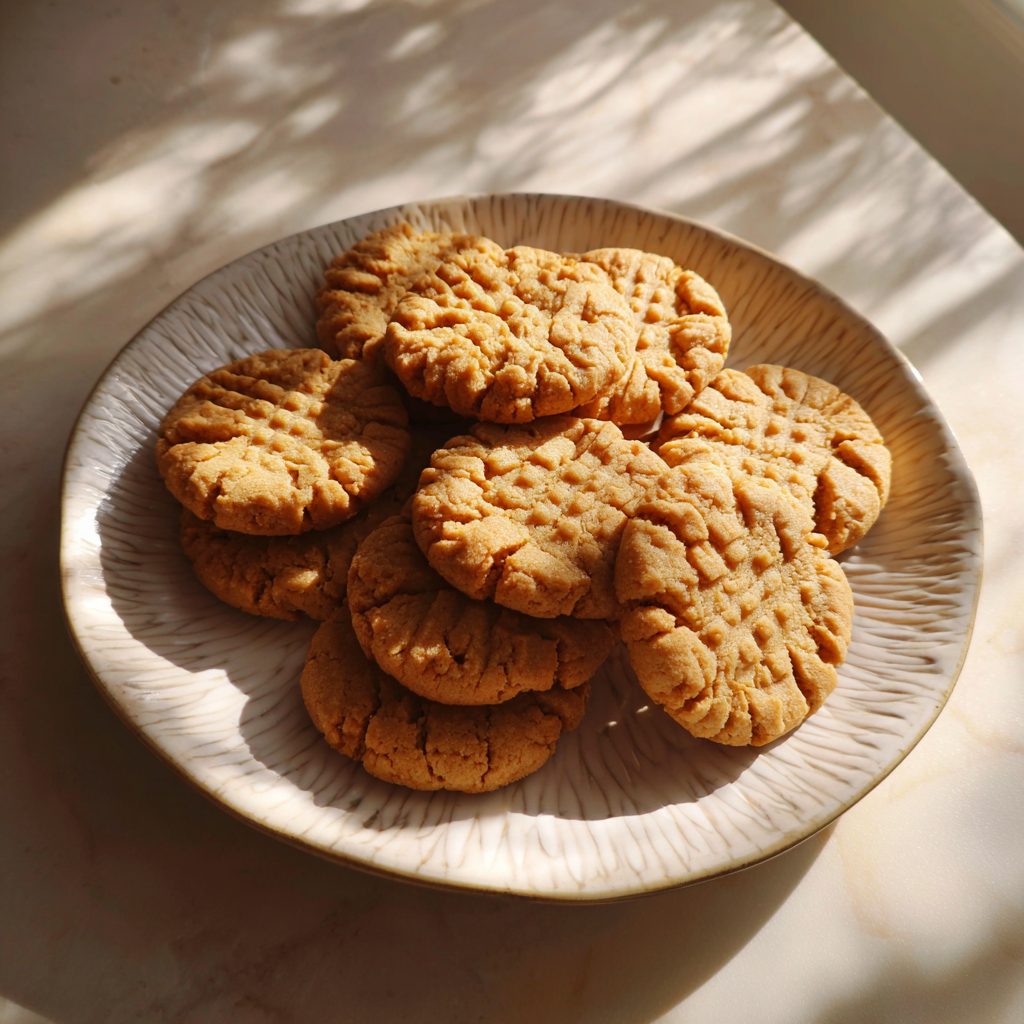 Ein Teller mit Erdnussbutterkeksen | Quelle: Midjourney