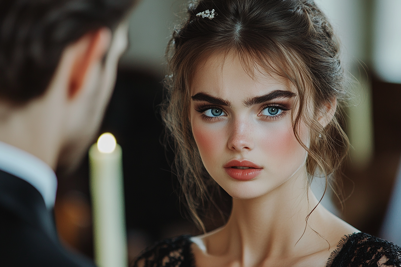 Eine Frau, die vor einem Mann steht | Quelle: Midjourney