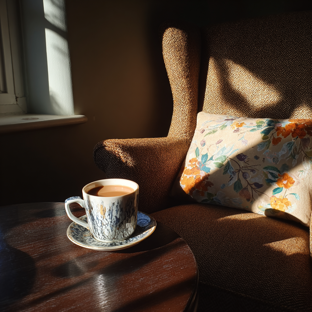 Eine Tasse Tee auf einem Tisch | Quelle: Midjourney