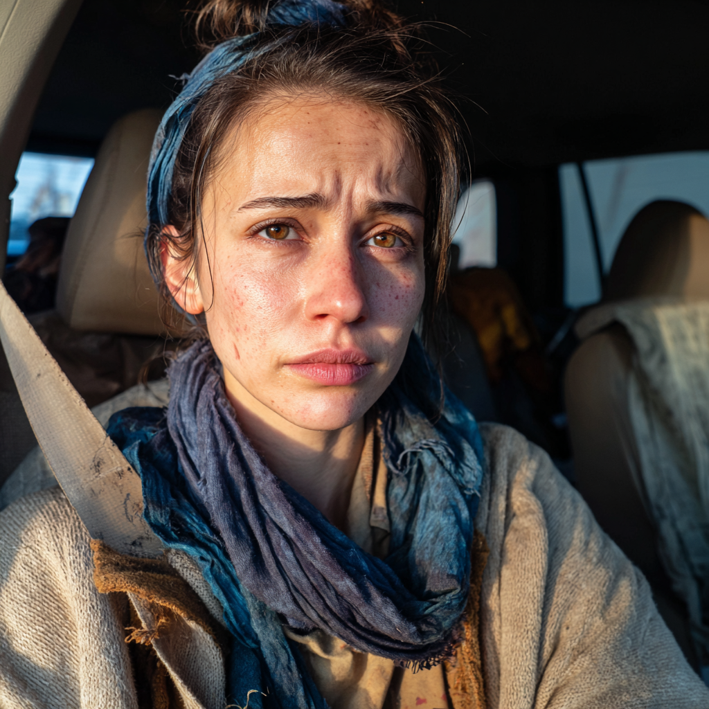 Eine aufgebrachte Frau am Steuer eines Autos | Quelle: Midjourney