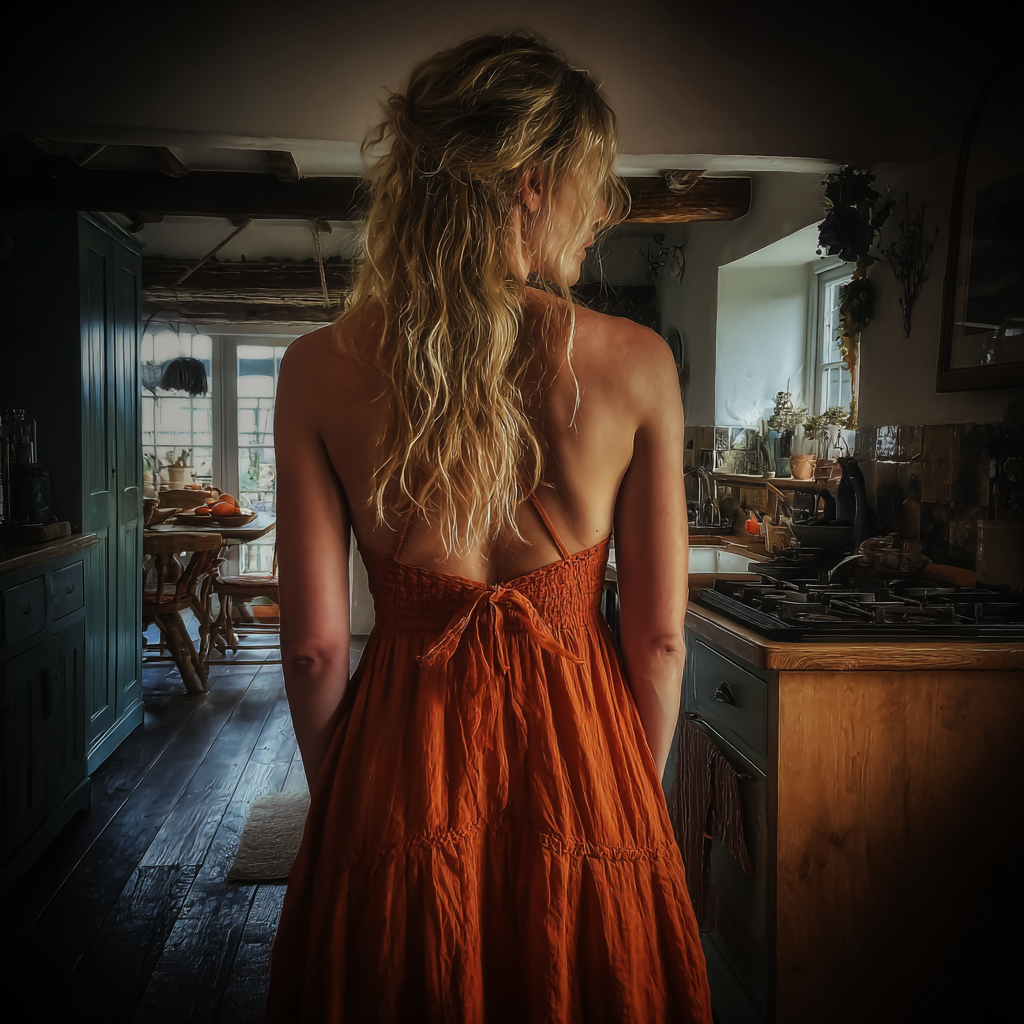 Eine Frau, die in einer Küche steht | Quelle: Midjourney