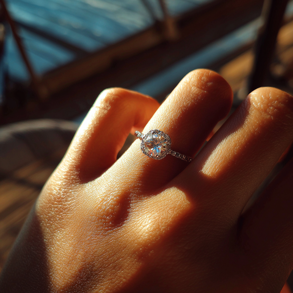Ein Verlobungsring an der Hand einer Frau | Quelle: Midjourney