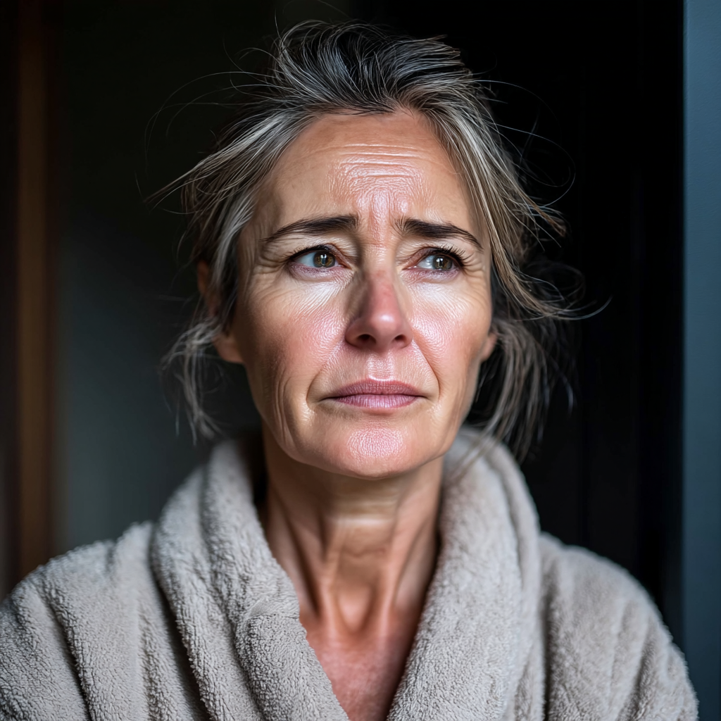 Eine ältere Frau sieht besorgt und verärgert aus | Quelle: Midjourney