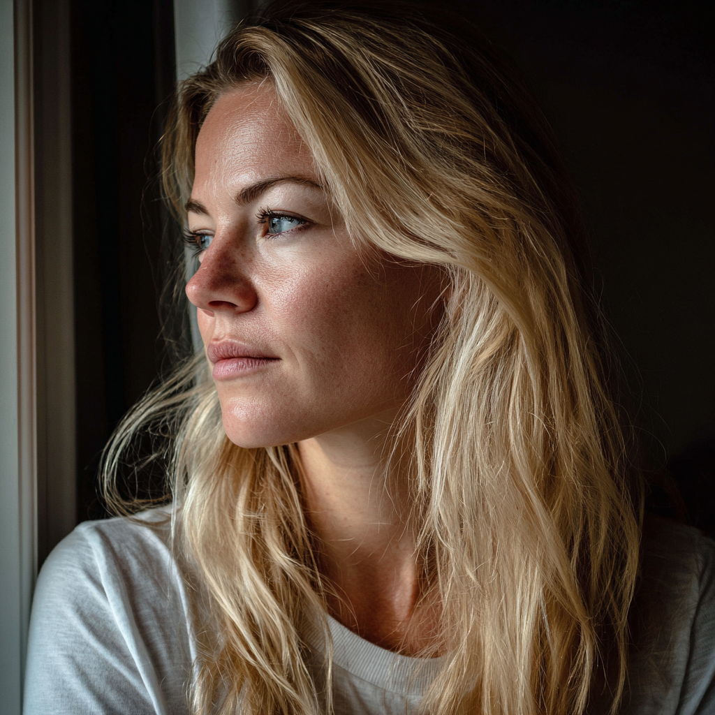 Eine Frau, die aus dem Fenster schaut | Quelle: Midjourney