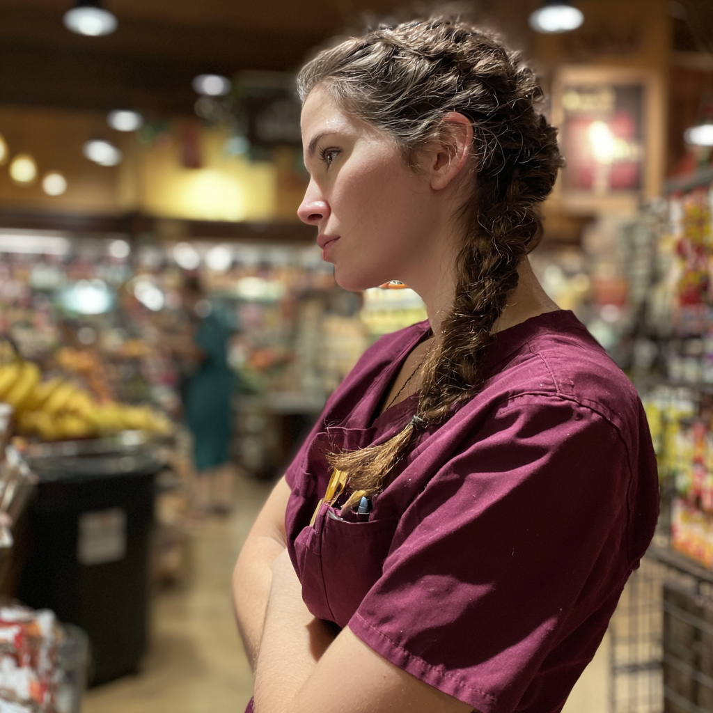 Eine Krankenschwester steht mit verschränkten Armen | Quelle: Midjourney