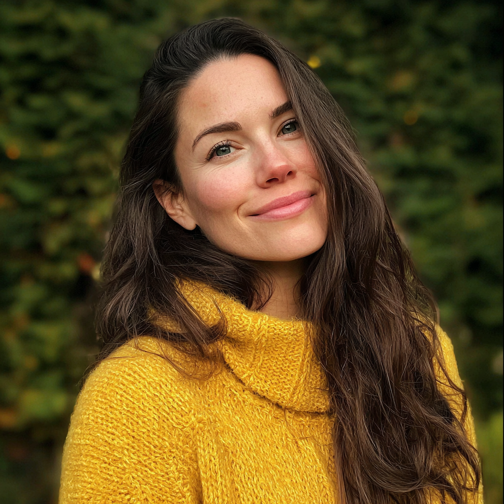 Eine lächelnde Frau, die draußen steht | Quelle: Midjourney