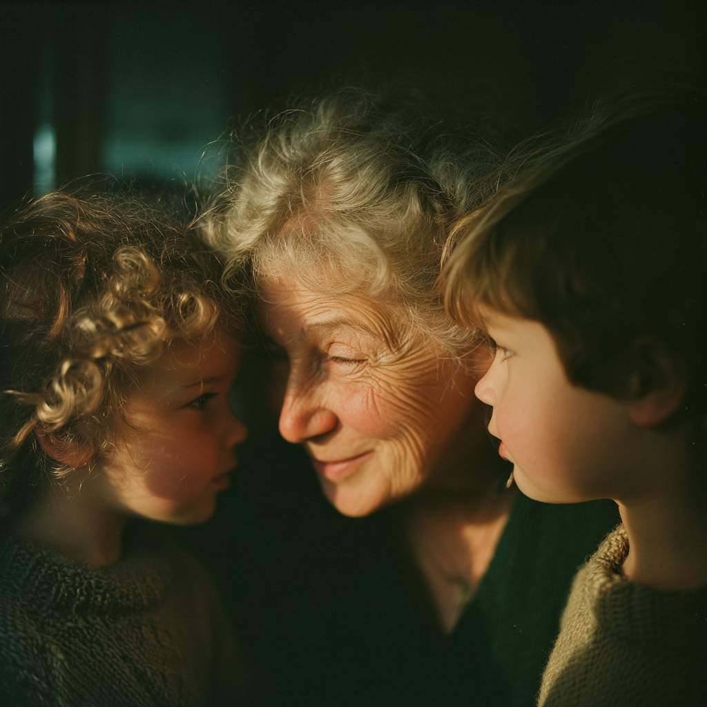 Eine Frau, die ihre Kinder umarmt | Quelle: Midjourney