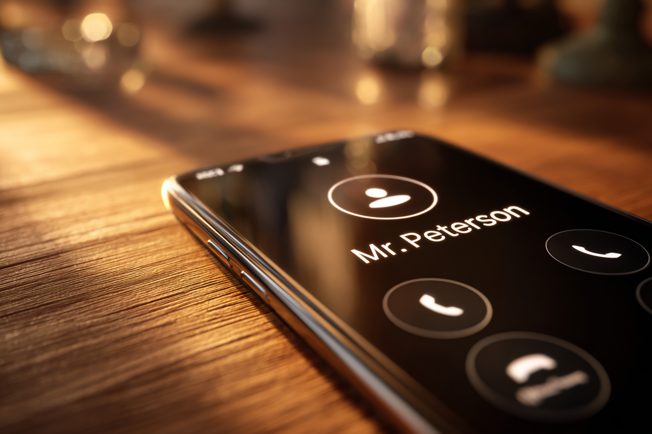 Nahaufnahme eines eingehenden Anrufs auf einem Smartphone | Quelle: Midjourney