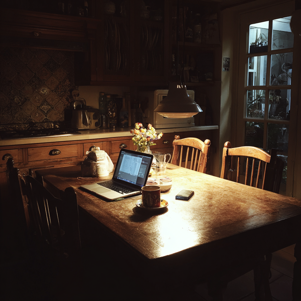 Ein offener Laptop auf einem Tisch | Quelle: Midjourney