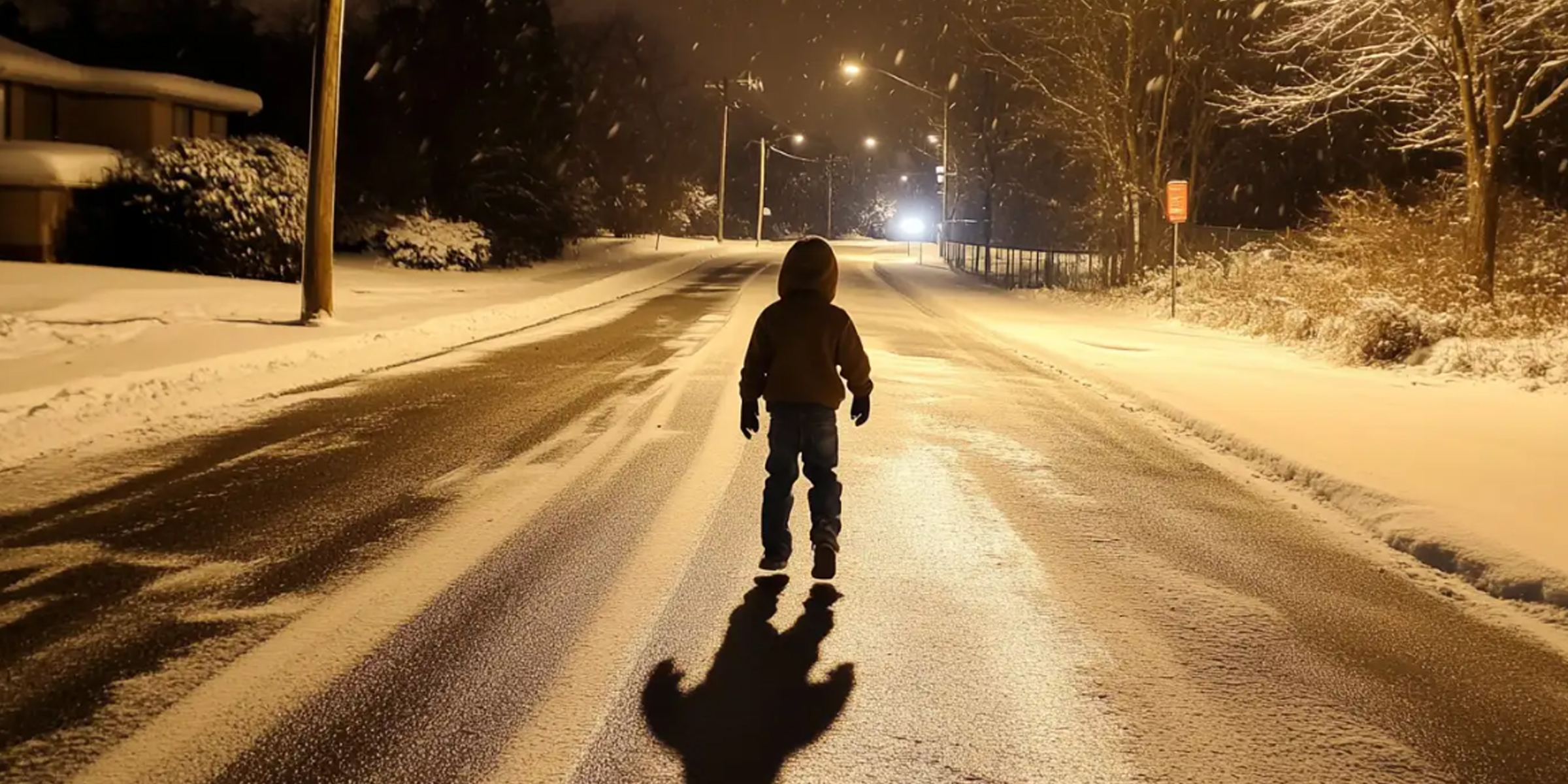 Ein Junge auf einer verschneiten Straße | Quelle: Gogirok