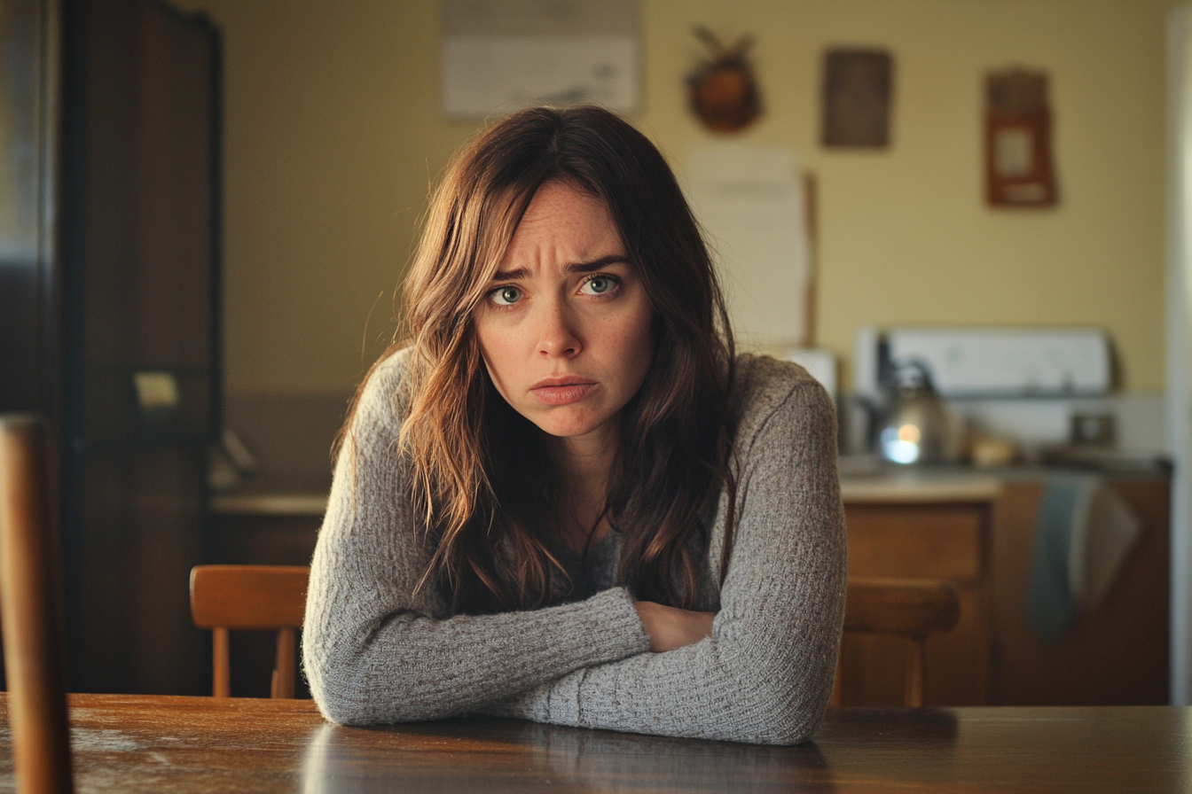 Eine Frau, die jemanden traurig anschaut | Quelle: Midjourney