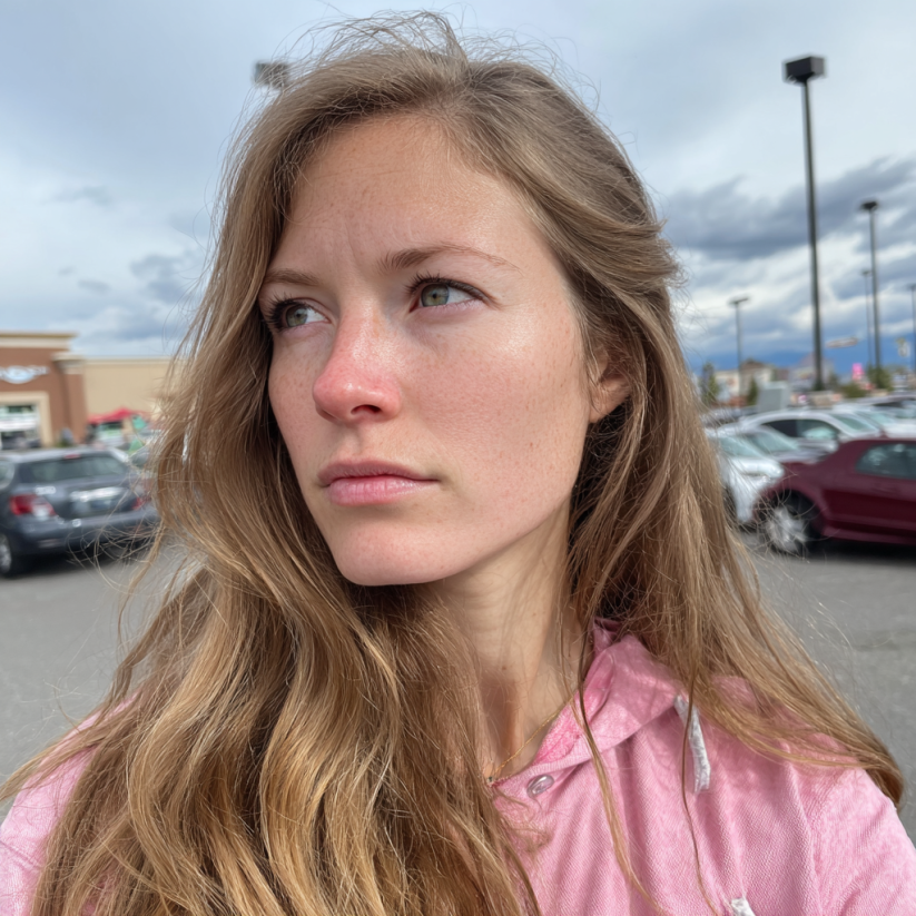 Eine Frau, die auf einem Parkplatz steht | Quelle: Midjourney