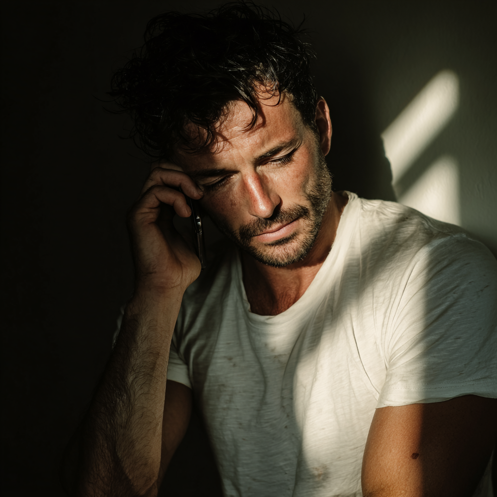 Ein aufgebrachter Mann, der am Telefon spricht | Quelle: Midjourney