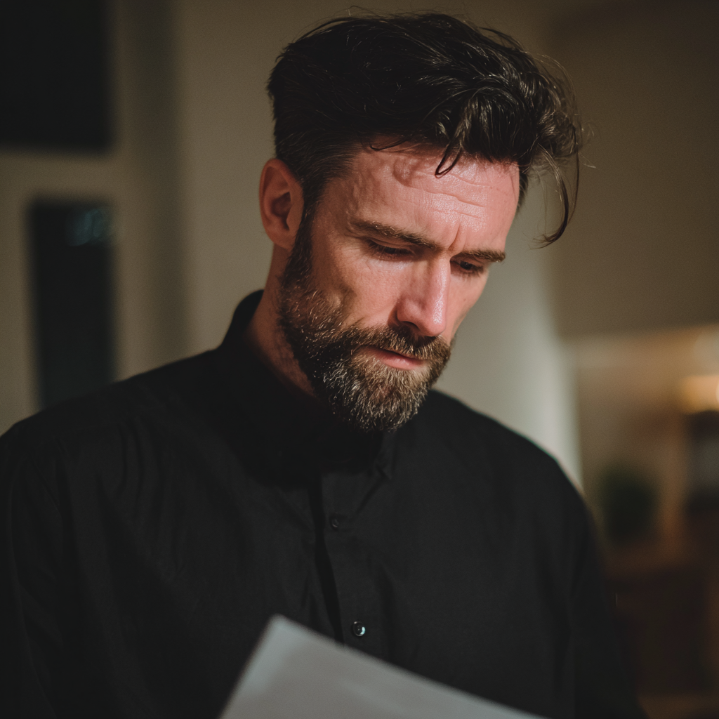 Ein Mann liest ein Stück Papier | Quelle: Midjourney