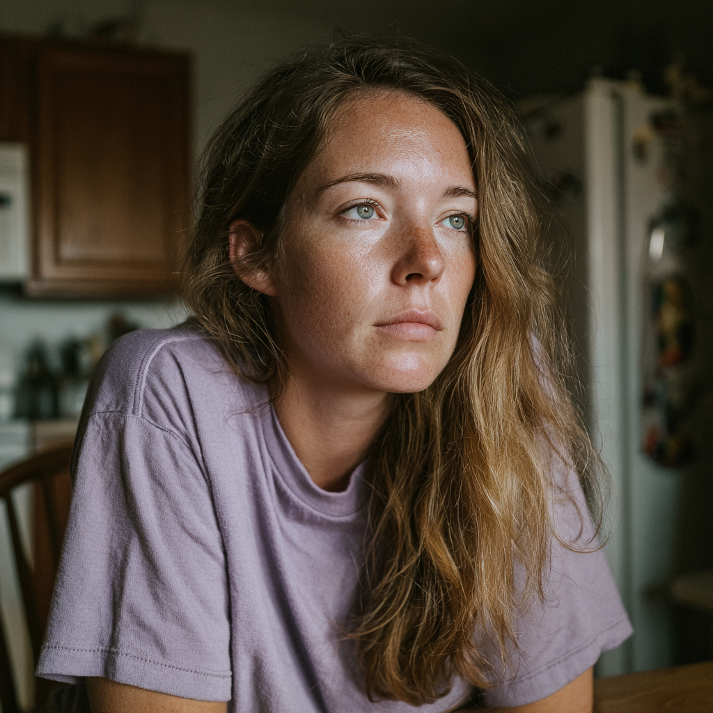 Eine Frau, die an einem Tisch sitzt | Quelle: Midjourney