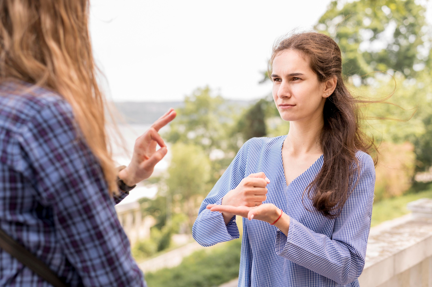 Zwei Frauen, die durch Gebärdensprache kommunizieren | Quelle: Freepik