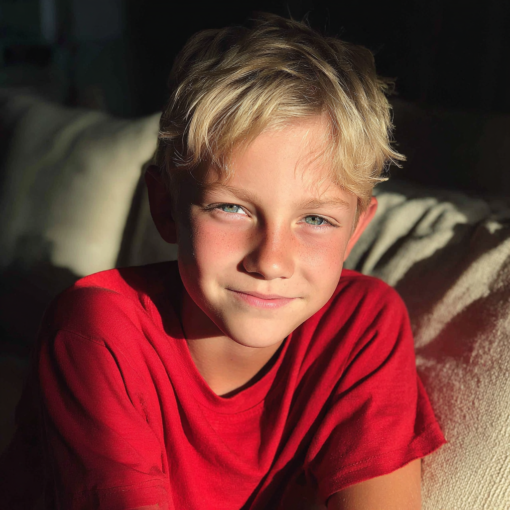 Ein kleiner Junge sitzt auf einer Couch | Quelle: Midjourney