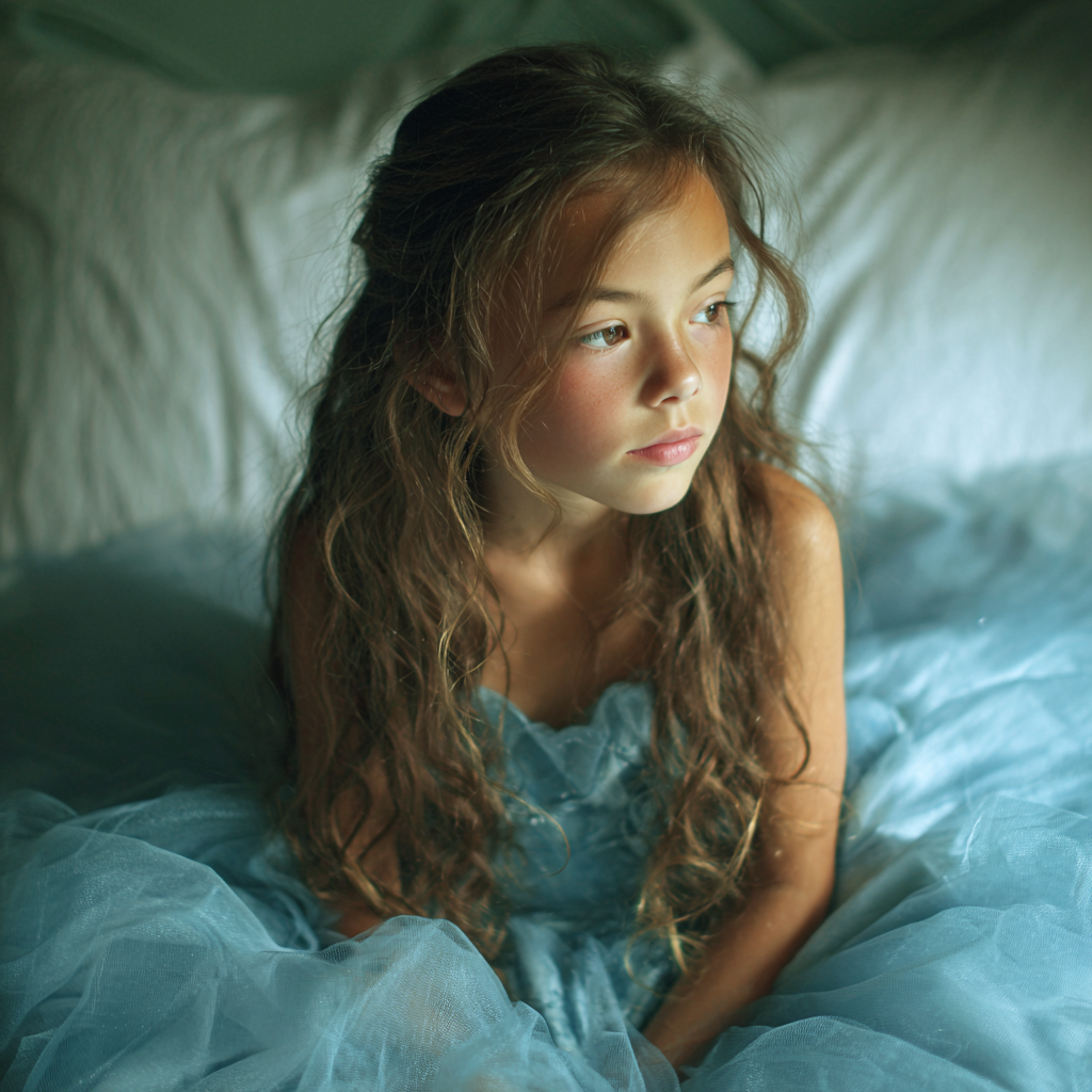 Ein kleines Mädchen trägt ein blaues Kleid | Quelle: Midjourney
