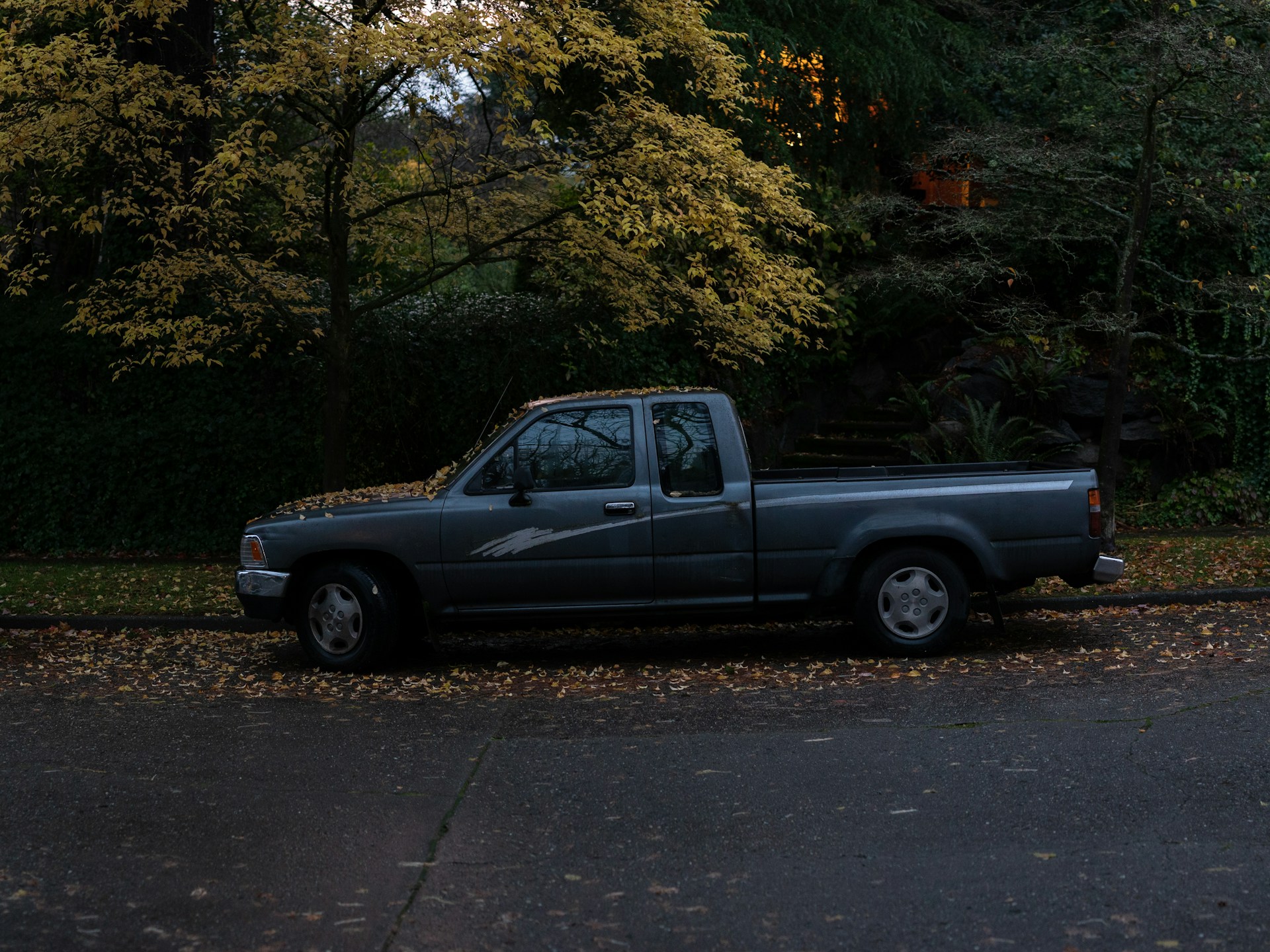 Ein Pickup, der unter einem Baum geparkt ist | Quelle: Unsplash