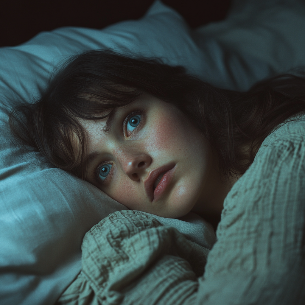 Bezsenna kobieta w łóżku | Źródło: Midjourney