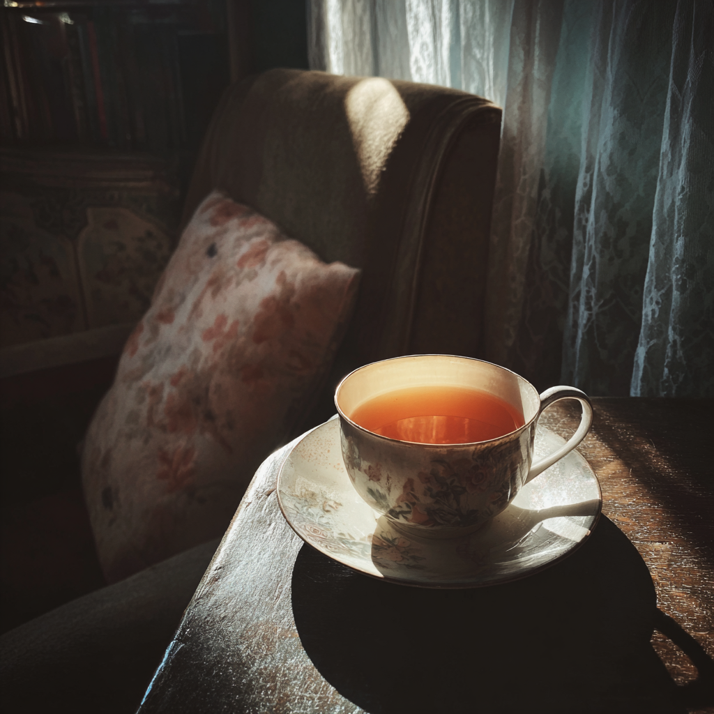 Eine Tasse Tee auf einem Tisch | Quelle: Midjourney