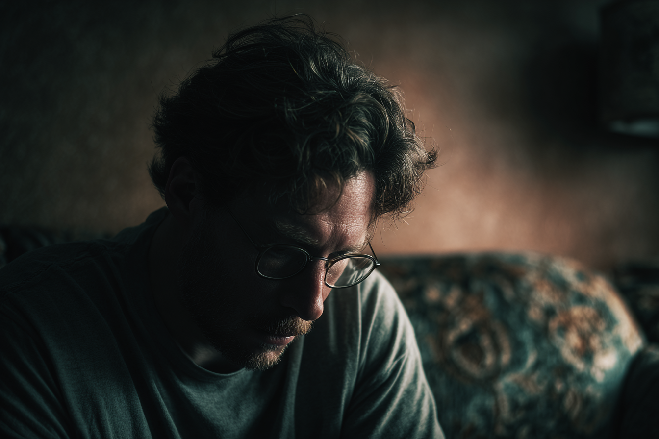 Ein Mann sitzt auf einer Couch | Quelle: Midjourney