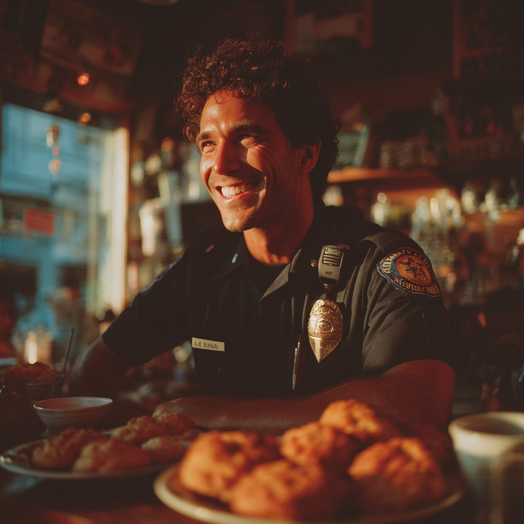 Ein glücklicher Polizist, der lacht | Quelle: Midjourney