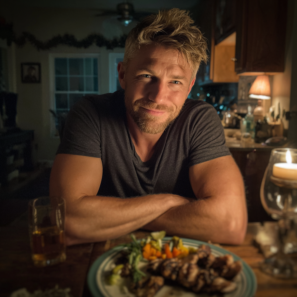 Ein lächelnder Mann sitzt an einem Tisch | Quelle: Midjourney